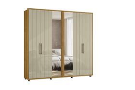 Guarda Roupa 6 Portas com Espelhos Miro Cumaru e Opala 250cm Guarda Roupa 6 Portas com Espelhos Miro Cumaru e Opala 250cm