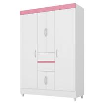 Guarda Roupa 6 Portas com Pés Ecom II Branco Rosa Flex 62020 Demóbile