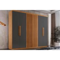 Guarda Roupa 6 Portas e 2 Gavetas Cairo Naturale/Grafite - Rufato