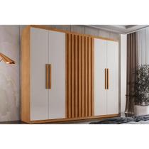 Guarda Roupa 6 Portas e 2 Gavetas Cairo Naturale/Off White - Rufato