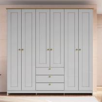 Guarda-Roupa 6 Portas e 3 Gavetas Americano Branco/Gelo/Ipê Guarda-Roupa 6 Portas e 3 Gavetas Americano Branco/Gelo/Ipê