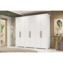 Guarda Roupa 6 Portas e 3 Gavetas c/ Pés Sumatra Branco - Demóbile