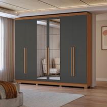 Guarda-roupa 6 Portas e 3 Gavetas com Espelhos e Pés Dormitorio Bigger Lo