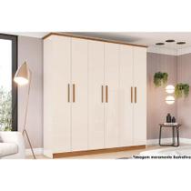 Guarda Roupa 6 Portas e 3 Gavetas Cover Off White/Nature - Henn