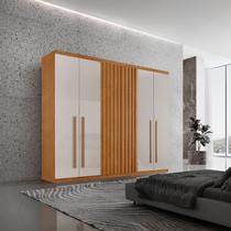 Guarda-Roupa 6 Portas e 4 Gavetas 100% MDF Premier Marrom/Marrome/Off White