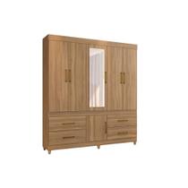Guarda Roupa 6 Portas e 4 Gavetas c/ Espelho Guarujá Amêndola - Demóbile Guarda Roupa 6 Portas e 4 Gavetas c/ Espelho Guarujá Amêndola - Demóbile