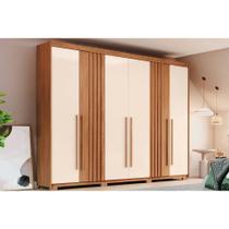 Guarda Roupa 6 Portas e 4 Gavetas c/ Pés Norton Nature/Off White - Henn Guarda Roupa 6 Portas e 4 Gavetas c/ Pés Norton Nature/Off White - Henn