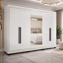 Guarda Roupa 6 Portas e 4 Gavetas com Espelho Valência Branco Guarda Roupa 6 Portas e 4 Gavetas com Espelho Valência Branco