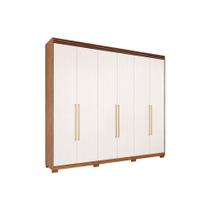 Guarda Roupa 6 Portas e 5 Gavetas c/ 1 Espelho Interno Aurora Cinamomo/Grafiato - Panan