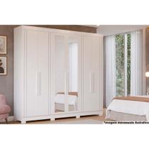 Guarda Roupa 6 Portas e 6 Gavetas c/ Espelho e Pés Cecilia Branco - Panan Guarda Roupa 6 Portas e 6 Gavetas c/ Espelho e Pés Cecilia Branco - Panan