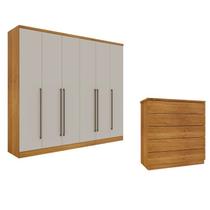 Guarda-roupa 6 Portas Portugal e Comoda 5 Gavetas Premium Espresso Móveis