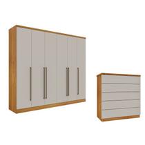 Guarda-roupa 6 Portas Portugal e Comoda 5 Gavetas Premium Espresso Móveis