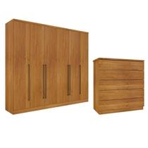 Guarda-roupa 6 Portas Portugal e Comoda 5 Gavetas Premium Espresso Móveis Guarda-roupa 6 Portas Portugal e Comoda 5 Gavetas Premium Espresso Móveis