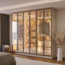 Guarda-Roupa 6 Portas Reflecta com LED 100% MDF Orion CabeCasa MadeiraOriginals Bege/Aveia Guarda-Roupa 6 Portas Reflecta com LED 100% MDF Orion CabeCasa MadeiraOriginals Bege/Aveia