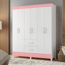 Guarda Roupa 6 Portas Roma Branco Rosa Guarda Roupa 6 Portas Roma Branco Rosa