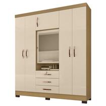 Guarda Roupa 6P 3G Espelho 180 cm 6542 Carvalho Am Off White INCP