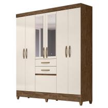 Guarda Roupa 7 Portas com Espelho New Mafra Castanho Wood Baunilha 897391 Moval