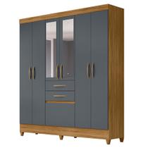 Guarda Roupa 7 Portas com Espelho New Mafra Freijó Cinza 897031 Moval