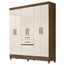 Guarda Roupa 7 Portas New Mafra Castanho Wood Baunilha 897391 Moval