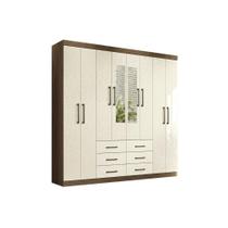 Guarda Roupa 8 Portas (2 c/ Espelho) e 6 Gavetas Liverpool Jatobá/Areia - Santos Andirá
