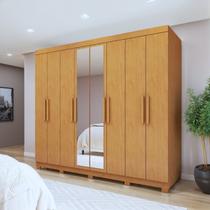 Guarda-roupa 8 Portas 4 Gavetas com Espelho e com Pé Andara Soft