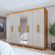 Guarda-roupa 8 Portas 4 Gavetas com Espelho e com Pé Andara Soft