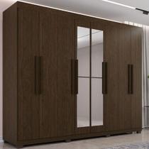 Guarda Roupa 8 Portas Com Espelho 4 Gavetas Milano Imop Móve Cacau