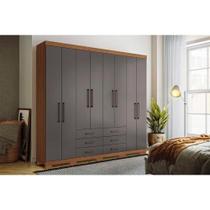 Guarda Roupa 8 Portas e 6 Gavetas c/ Pés Master 8.6 Jatoba/Grafitte - Santos Andirá Guarda Roupa 8 Portas e 6 Gavetas c/ Pés Master 8.6 Jatoba/Grafitte - Santos Andirá