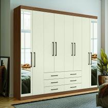 Guarda Roupa 8 Portas E 6 Gavetas Com Espelho Havana Master Santos Andirá Jatoba/areia