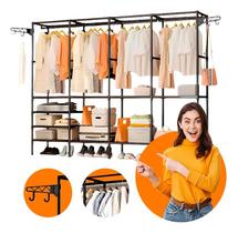 Guarda Roupa Aberto 4 Colunas Organizador Roupas Metal Closet Aramado Casal Armário e Premium Portátil Forte Premium Cabideiro Sapateira