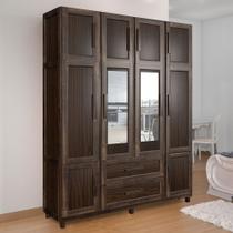 Guarda-Roupa Alagoas 10 Portas 2 Gavetas 5 Prateleiras com Espelho Imbuia Natural - Rodmóveis