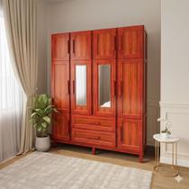 Guarda-Roupa Alagoas 10 Portas 2 Gavetas 5 Prateleiras com Espelho Mel - Rodmóveis Guarda-Roupa Alagoas 10 Portas 2 Gavetas 5 Prateleiras com Espelho Mel - Rodmóveis
