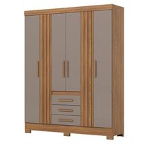 Guarda Roupa Alex 4 Portas 3 Gavetas com Pés B375 Nature Avelã - Henn - Briz Guarda Roupa Alex 4 Portas 3 Gavetas com Pés B375 Nature Avelã - Henn - Briz