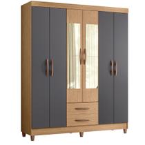 Guarda Roupa Âmbar Solteiro 6 portas 2 Gavetas com Espelho Premium Albatroz Moveis