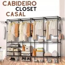 Guarda Roupa Arara Cabideiro Para Roupa Triplo Cabides Closet Com Prateleiras Organizadora Portátil