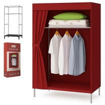 Guarda roupa arara cabideiro portatil armario compacto organizador quarto closet camping multiuso vermelhoador cabideiro