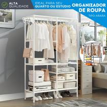 Guarda Roupa Arara Portátil Organizador de Roupas COM Prateleiras e Divisórias Estrutura Reforçada