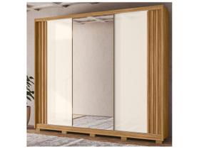 Guarda Roupa Arizona 260cm 3 Portas com espelho Freijó Off White Moval