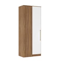 Guarda Roupa Armário de Canto 1 Porta com Maleiro Escócia Amêndola/Branco para Quarto