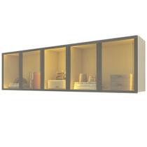 Guarda Roupa Armário Gelius Innova Concept aéreo com 5 portas reflecta LED largura 199 cm OFF White Guarda Roupa Armário Gelius Innova Concept aéreo com 5 portas reflecta LED largura 199 cm OFF White