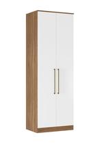 Guarda Roupa Armário Modulado 2 Portas com 3 Gavetas e Maleiro Escócia Amêndola/Branco para Quarto