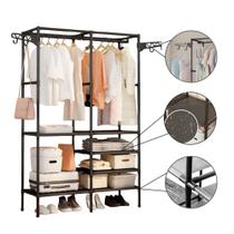 Guarda Roupa Armário Portatil Arara Multifuncional Desmontavel Organizador Estrutura de Aço - Petrin