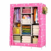 Guarda-Roupa Armário Portátil com 9 Prateleiras Organizador Rosa para Roupas, Sapatos e Brinquedos