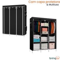 Guarda Roupa Armário Portátil Prateleiras Capa de Proteção