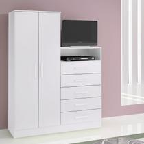 Guarda-Roupa Armário Roupeiro Cômoda Quarto Solteiro Branco