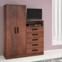 Guarda-Roupa Armário Roupeiro Cômoda Quarto Solteiro Café