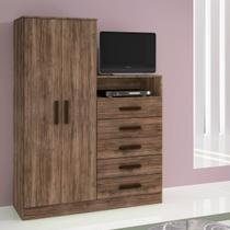 Guarda-Roupa Armário Roupeiro Cômoda Quarto Solteiro Rústico