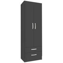 Guarda Roupa Atalaia 2 Portas 2 Gavetas Solteiro Evidencia Cor Preto