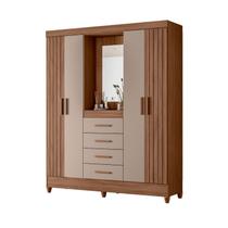 Guarda Roupa Atenas Quarto Casal 4 Portas 4 Gavetas Espelho Carvalho com Fendi Guarda Roupa Atenas Quarto Casal 4 Portas 4 Gavetas Espelho Carvalho com Fendi