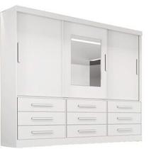 Guarda roupa athenas 03 pts c/ espelho - branco